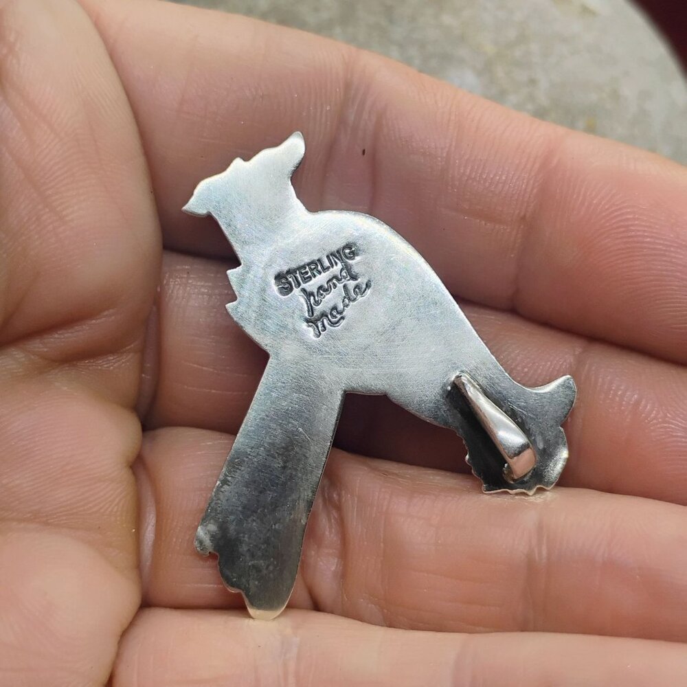 Roadrunner or Chicken Pendant Sterling Silver w/Orange Spiny Oyster Shell 1.5" - Picture 4 of 6
